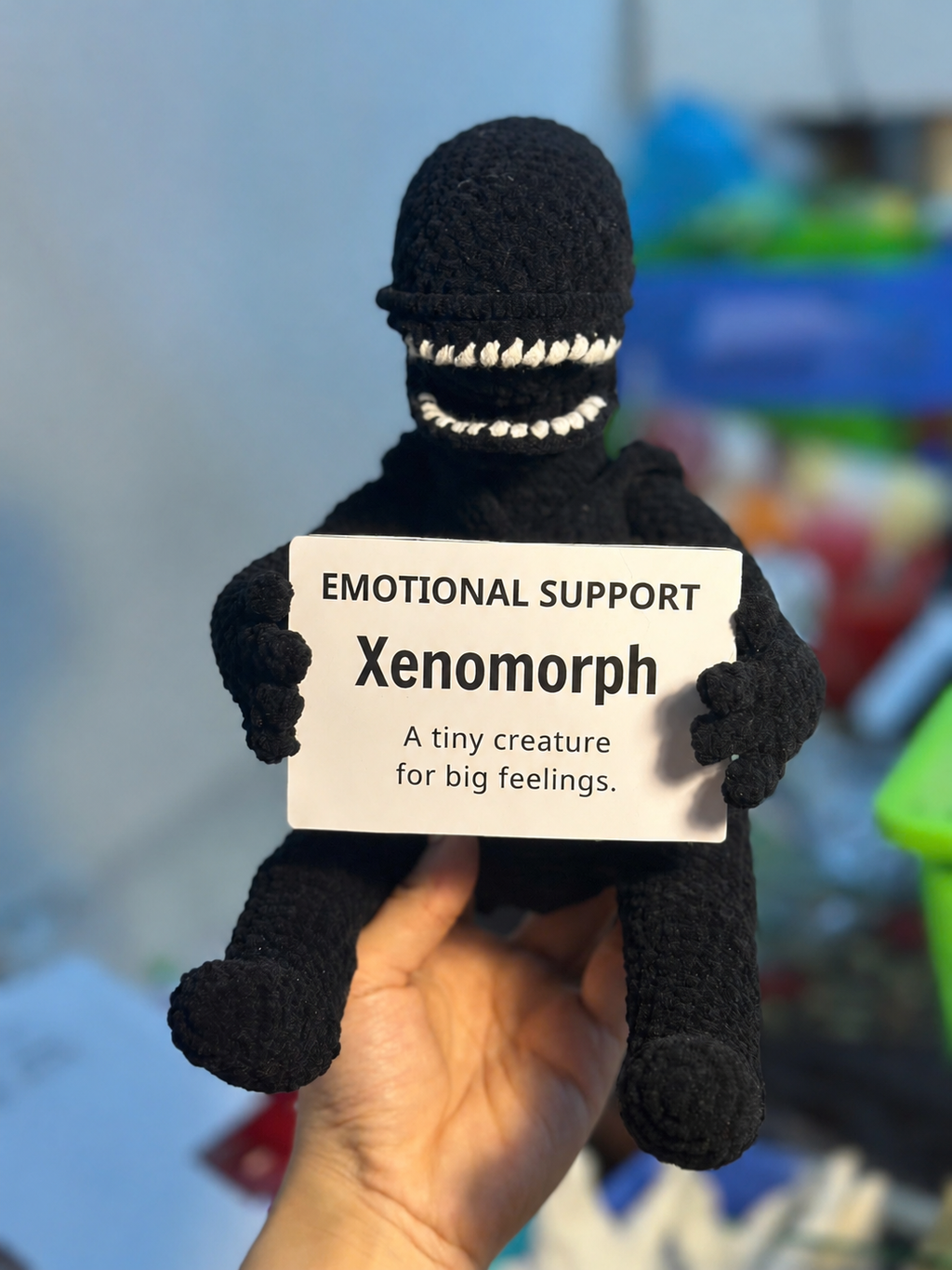 Emotional Support Xenomorph – Handmade Crochet Doll - Big Feelings Xenomorph