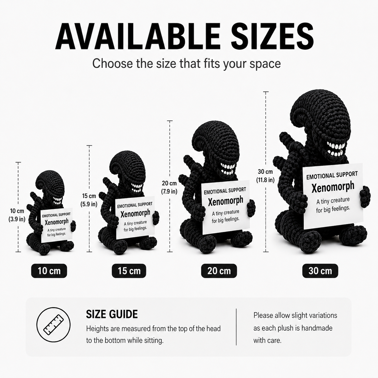 Emotional Support Xenomorph – Handmade Crochet Doll - Big Feelings Xenomorph