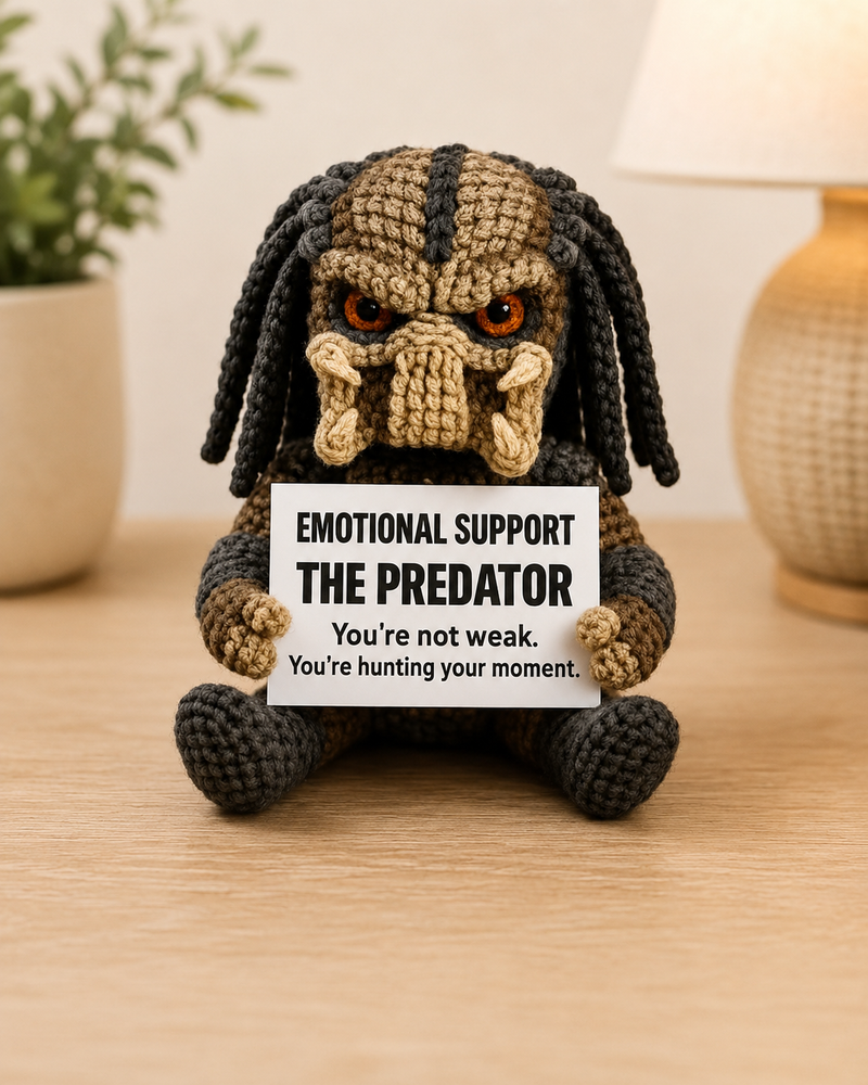 Emotional Support – The Predator 👾 - Handmade Crochet Doll
