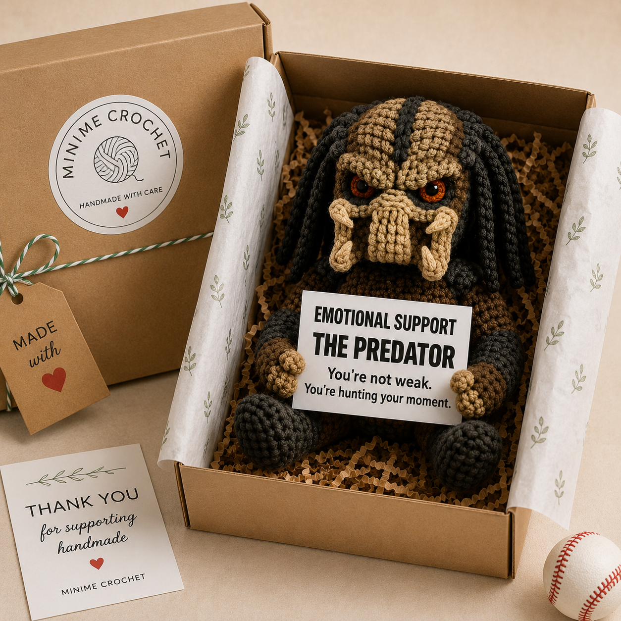 Emotional Support – The Predator 👾 - Handmade Crochet Doll (10cm)