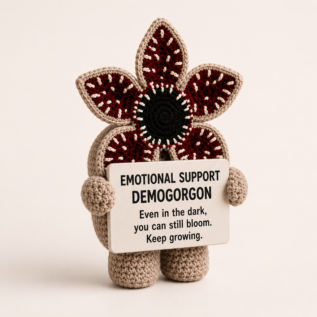 Emotional Support Demogorgon Crochet Doll – Even in the Dark, You Can Still Bloom (15cm)
