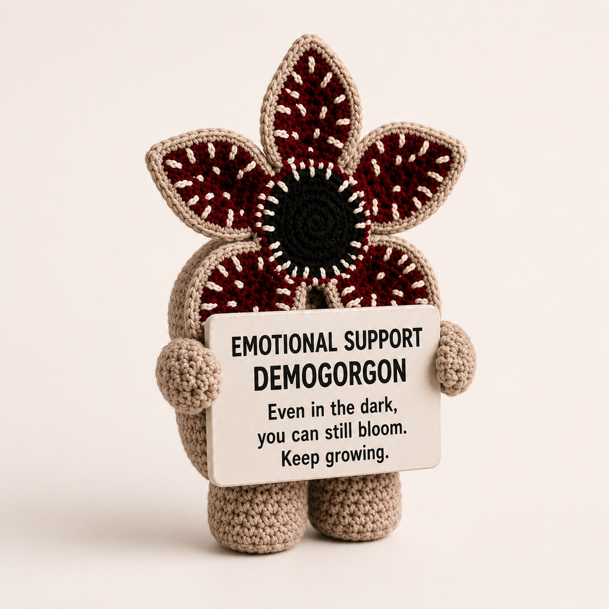 Emotional Support Demogorgon Crochet Doll – Even in the Dark, You Can Still Bloom (15cm)