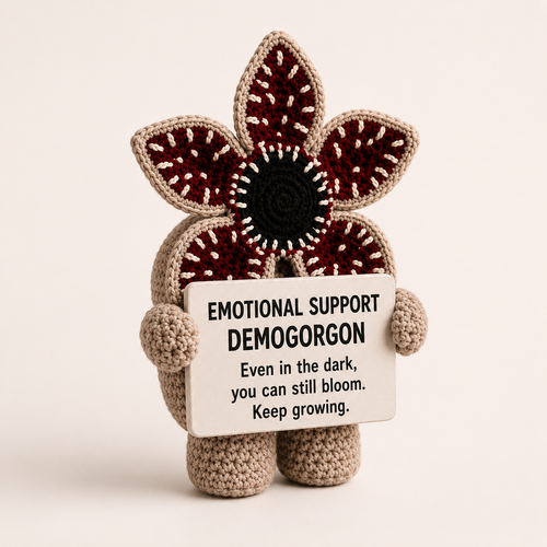 Emotional Support Demogorgon Crochet Doll – Even in the Dark, You Can Still Bloom (15cm)