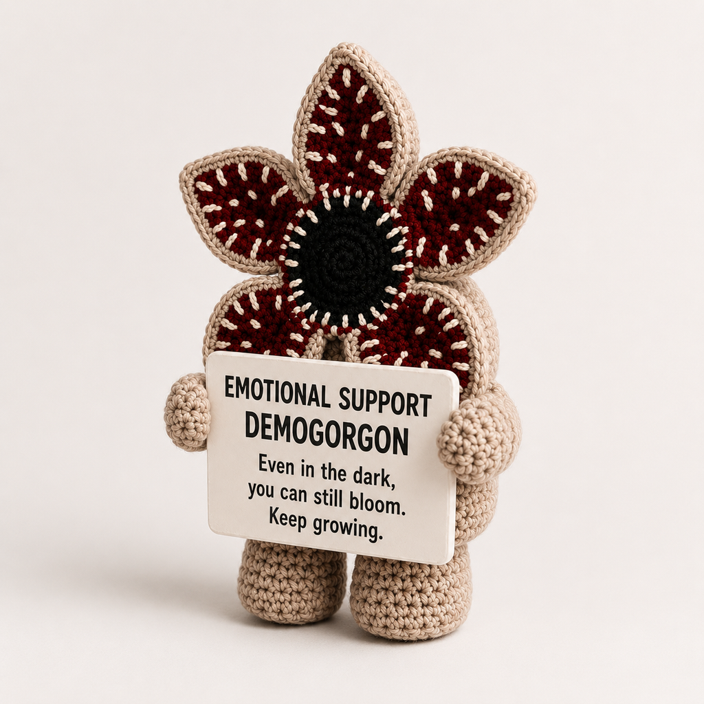 Emotional Support Demogorgon Crochet Doll – Even in the Dark, You Can Still Bloom (15cm)