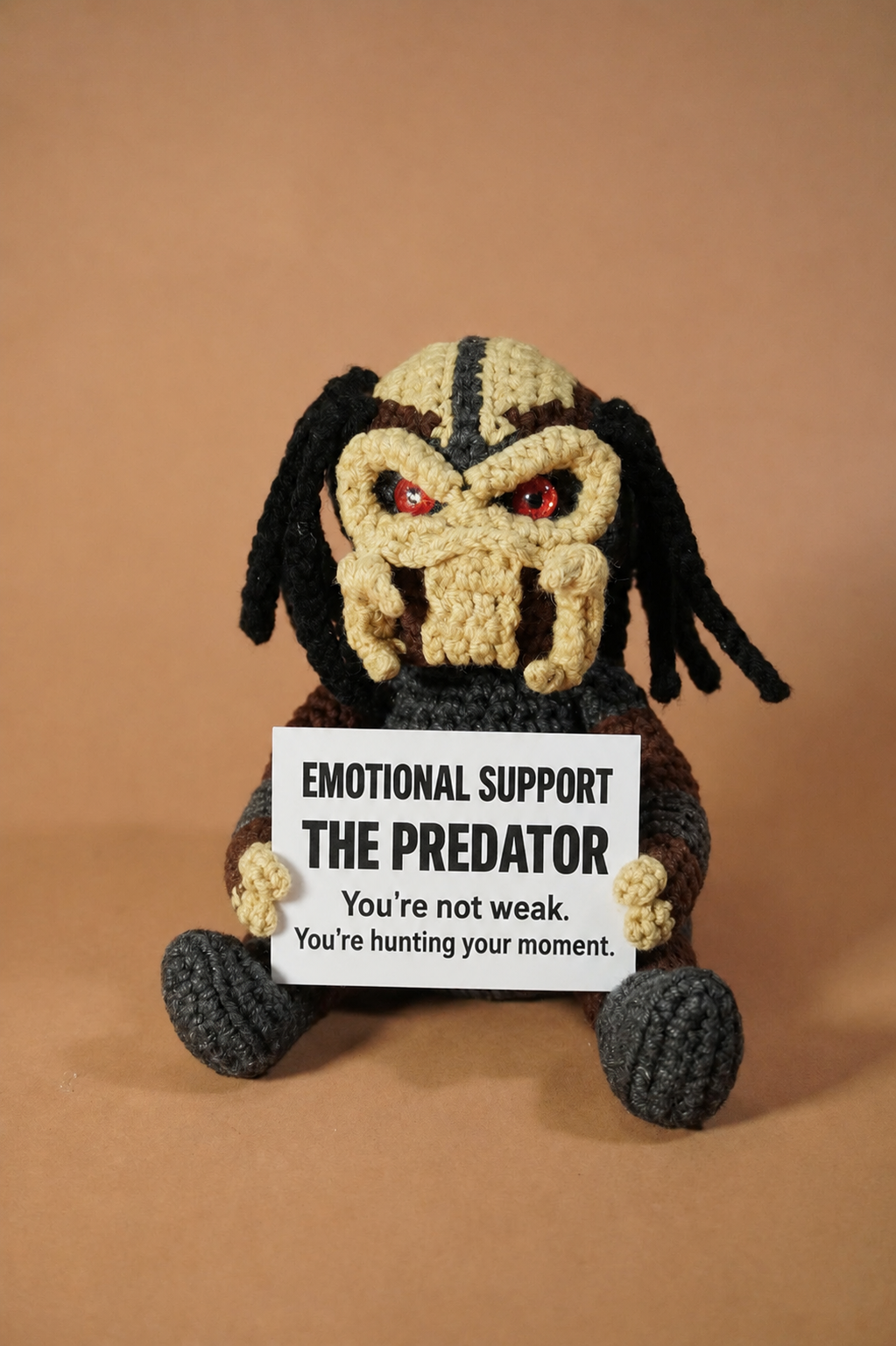Emotional Support – The Predator 👾 - Handmade Crochet Doll