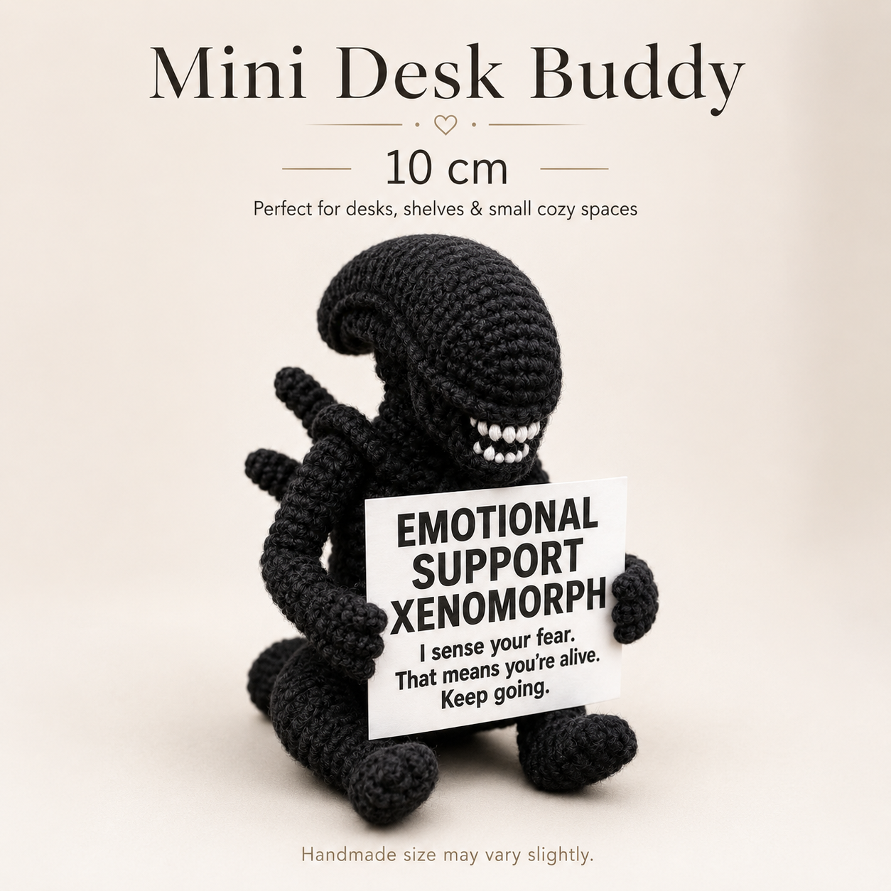 Emotional Support Xenomorph – Handmade Crochet Doll