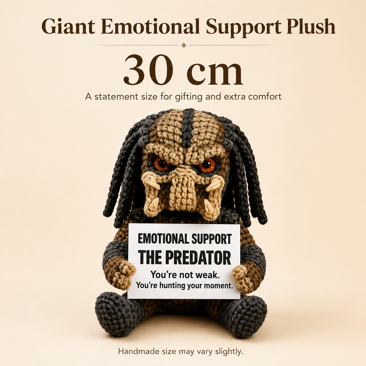 Emotional Support – The Predator 👾 - Handmade Crochet Doll