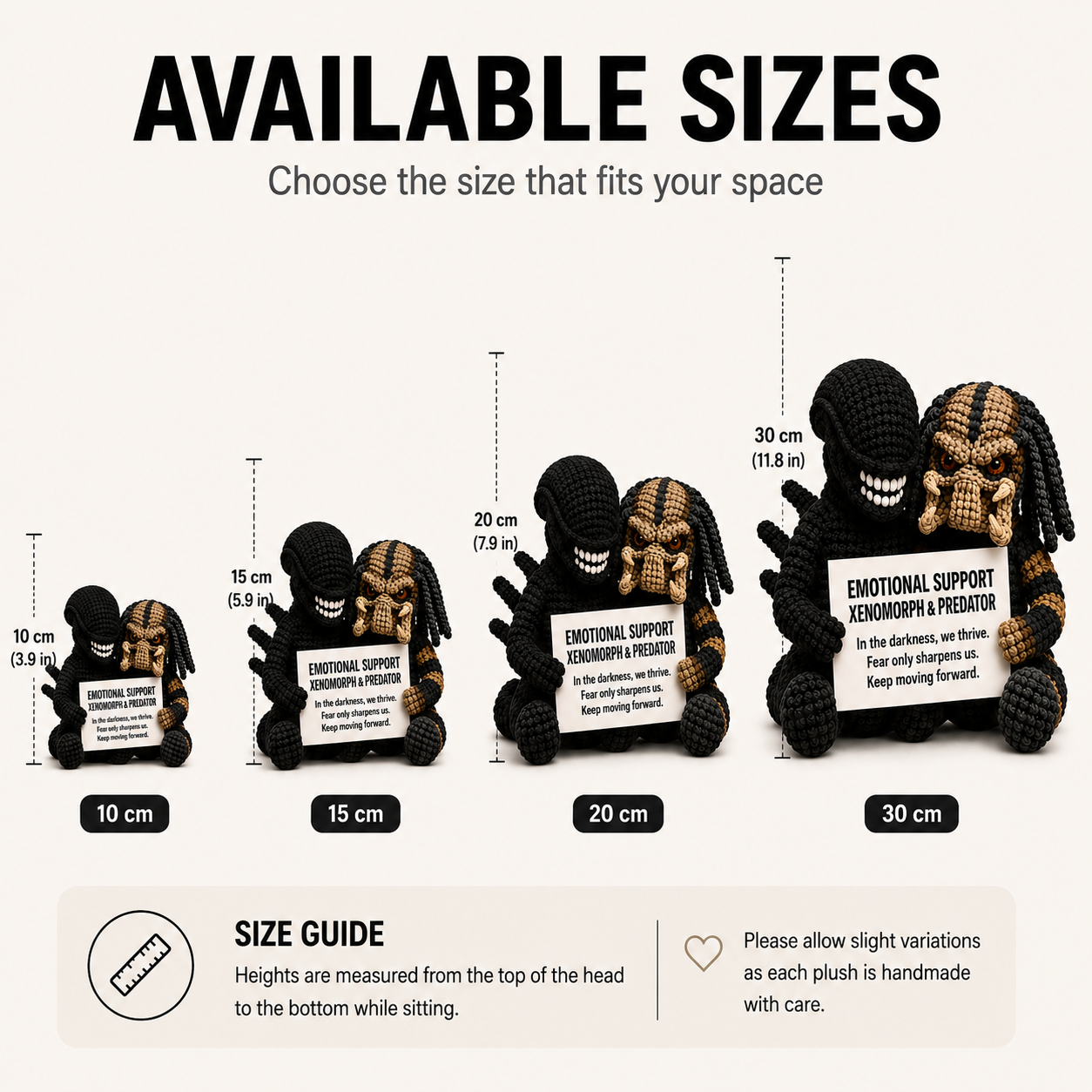 Emotional Support Xenomorph & Predator Duo Crochet Plush