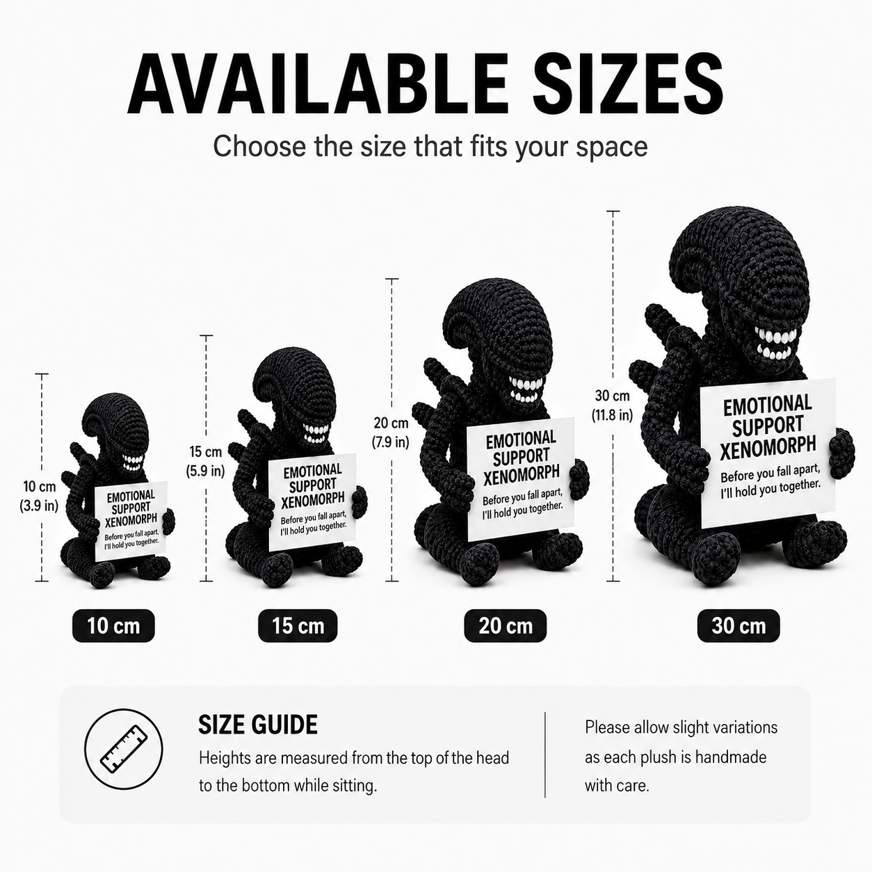 Emotional Support Xenomorph – Handmade Crochet Doll - Hold Me Together Xenomorph