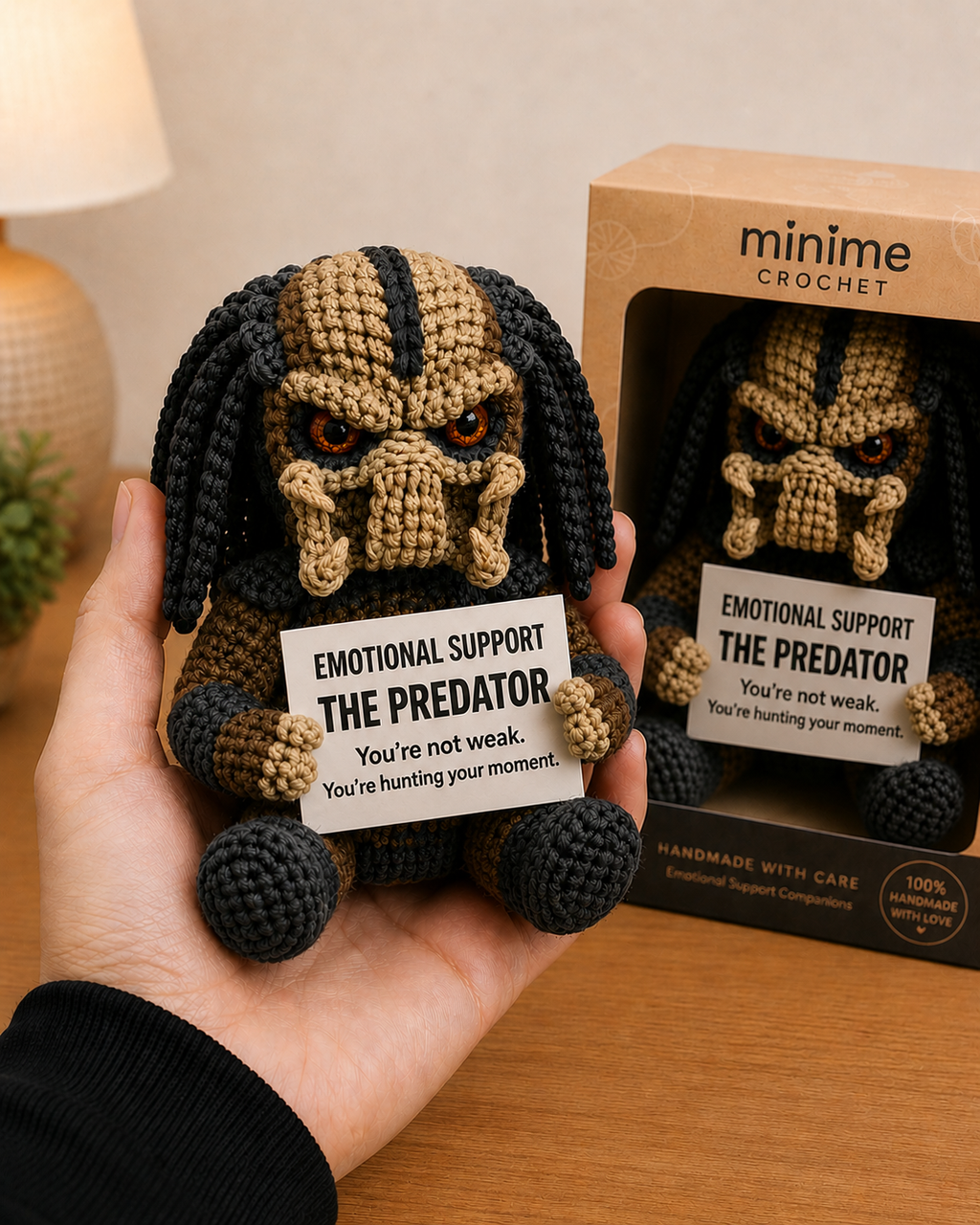 Emotional Support – The Predator 👾 - Handmade Crochet Doll (10cm)