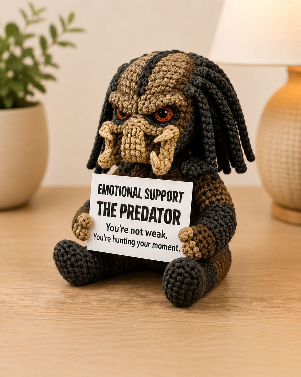Emotional Support – The Predator 👾 - Handmade Crochet Doll (10cm)
