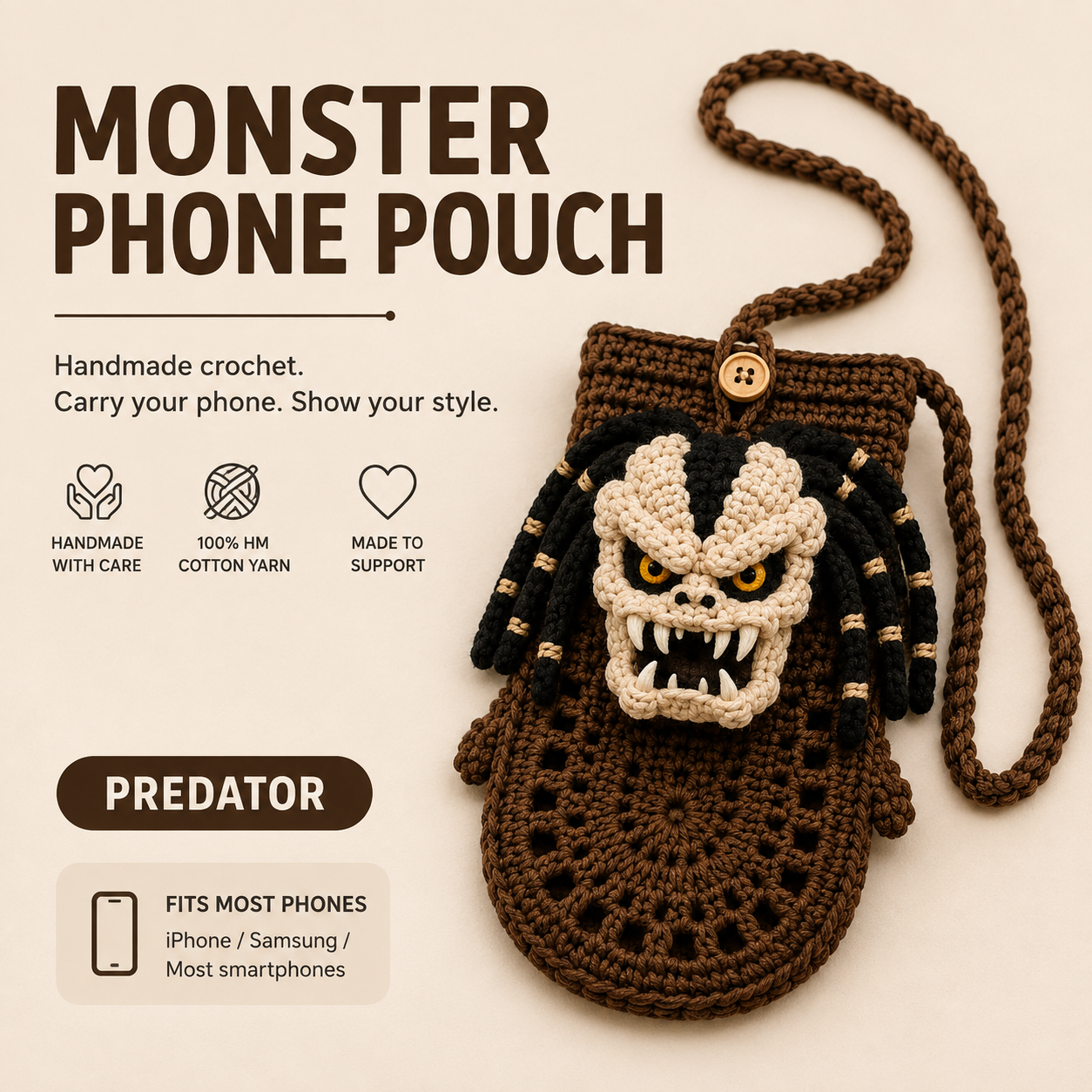 Predator Crochet Phone Sleeve