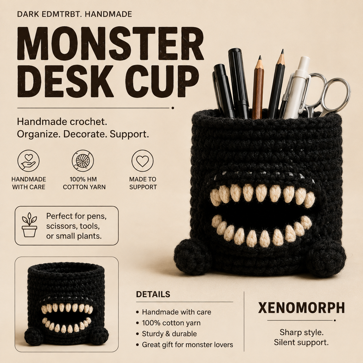 Xenomorph Crochet Desk Organizer