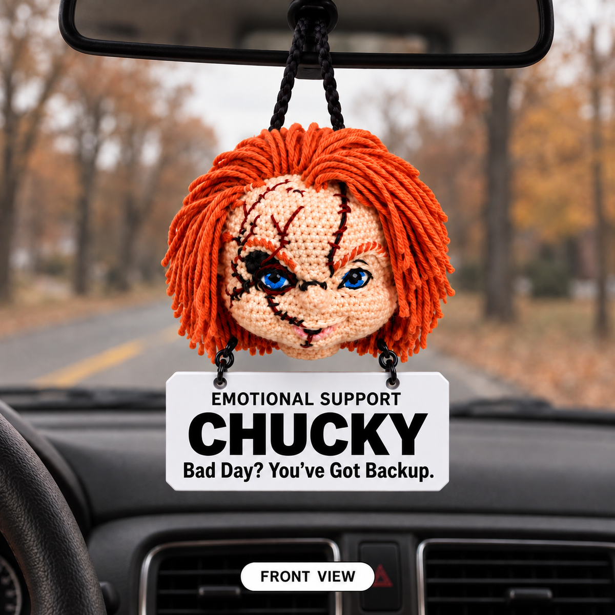 Emotional Support  Crochet Car Hanging - Scare Your Doubts. Chase Your Dreams.