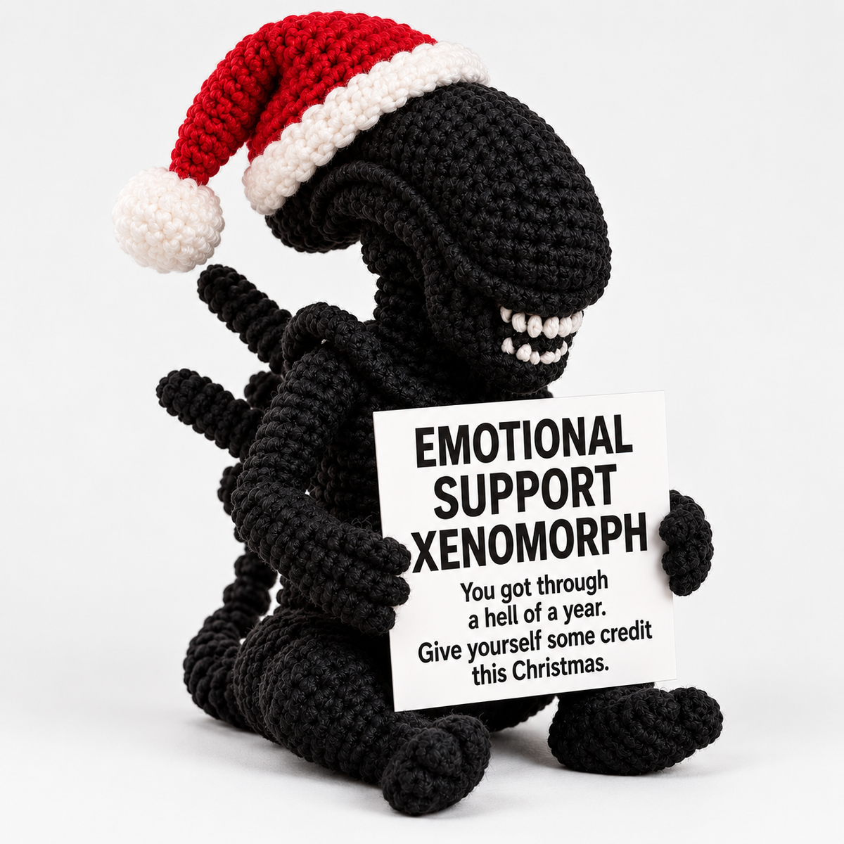 Emotional Support Xenomorph Xmas – Handmade Crochet Doll