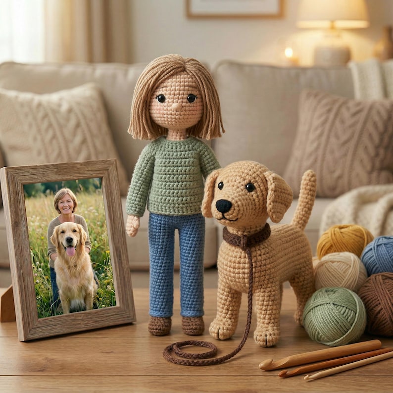 Custom Crochet Doll from Photo – Personalized Couple, Family & Pet Dolls