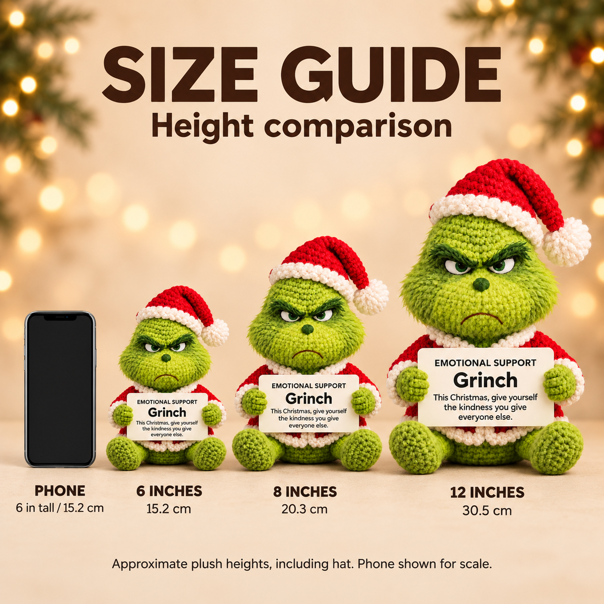 Emotional Support Grinch – Handmade Crochet Doll