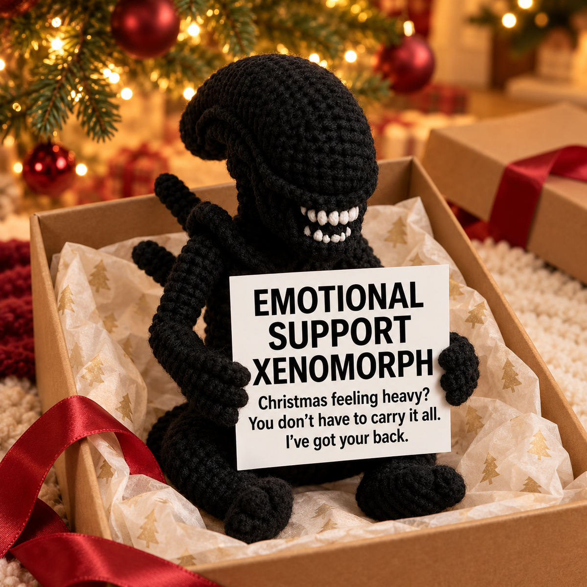 Emotional Support Xenomorph – Handmade Crochet Doll