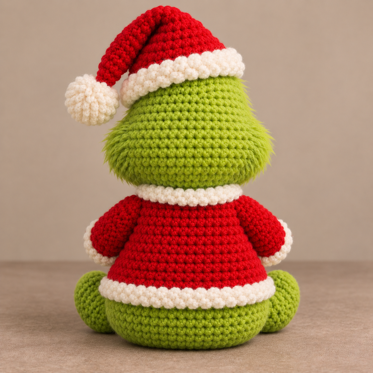 Emotional Support Grinch – Handmade Crochet Doll