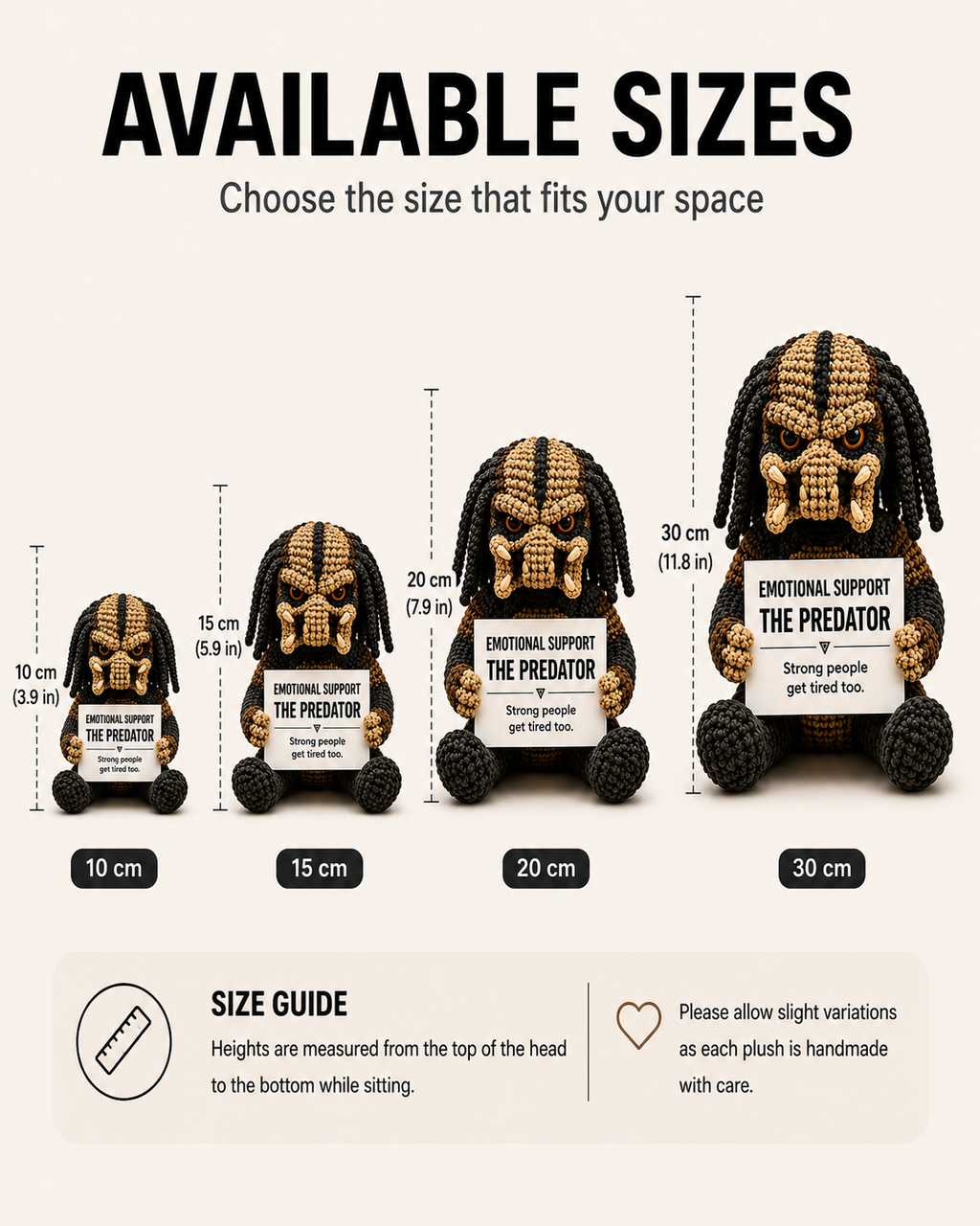 Emotional Support – The Predator 👾 - Handmade Crochet Doll  - “Strong people get tired too.”