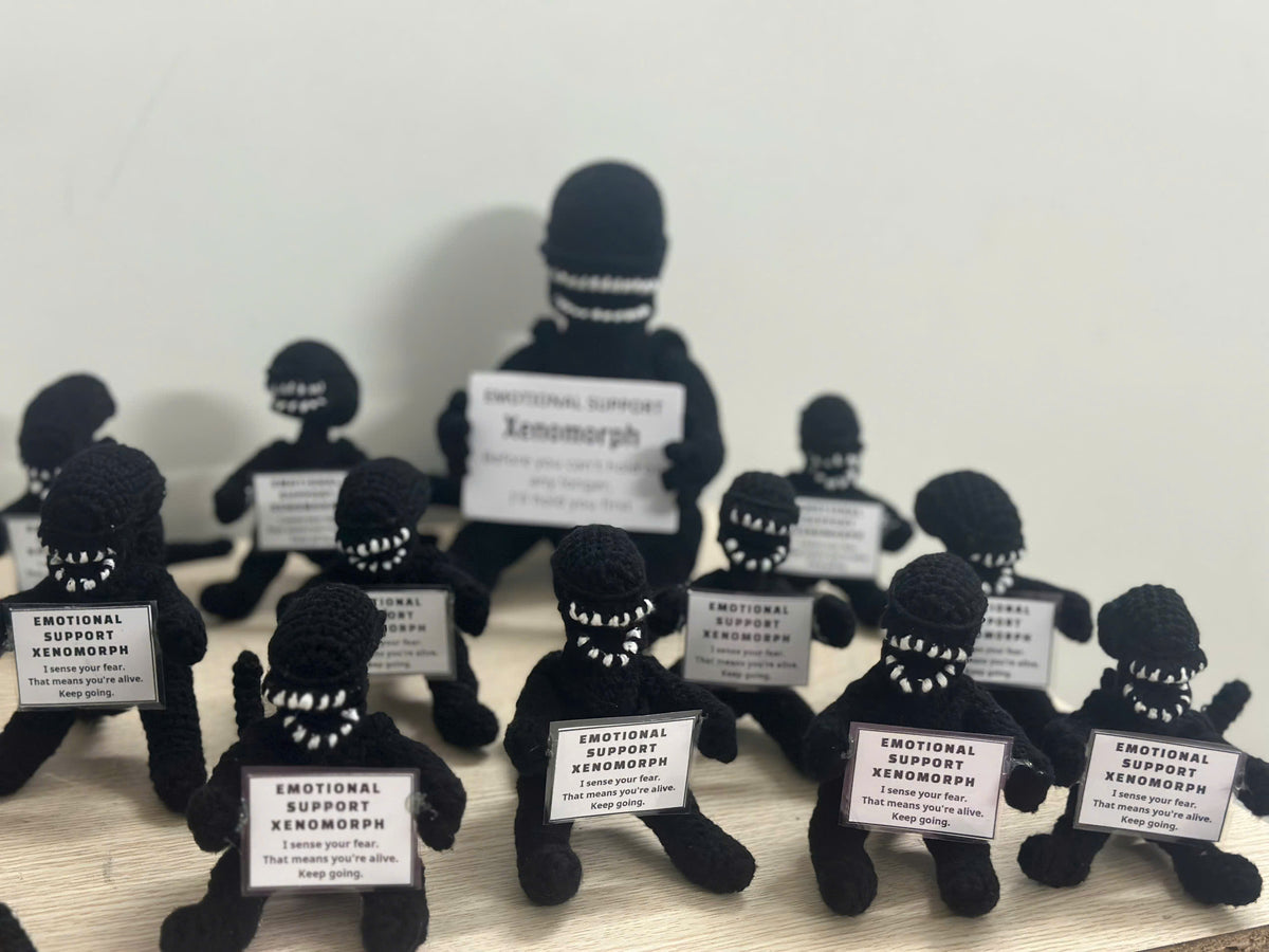 Emotional Support Xenomorph – Handmade Crochet Doll